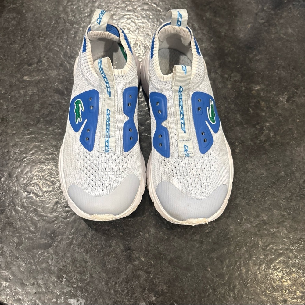 Lacoste Kids Sneakers Size 12 Run Spin Knit Casual Shoes Missing Laces